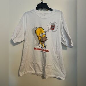 White T-Shirt with Cartoon Print Homer Simpson VTG